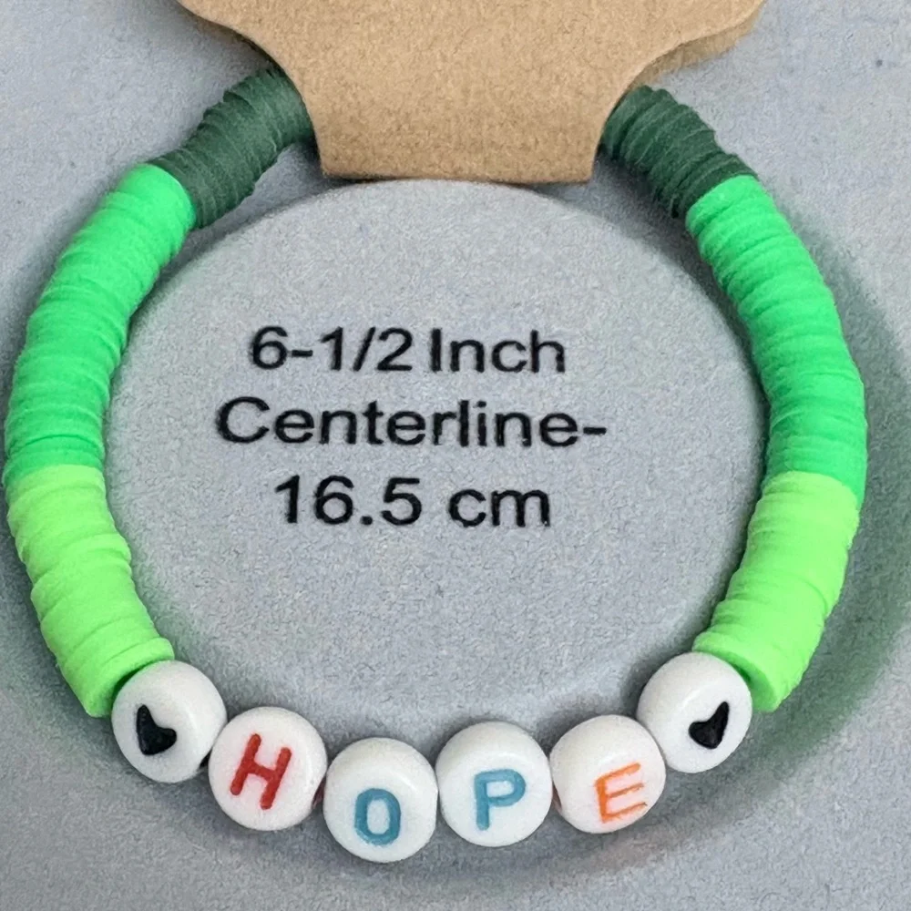 HOPE beaded 6.5” bracelet multi color green. Ask about customization of bracelet